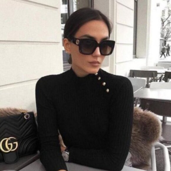 Gucci GG0141SN 001 Sunglasses Black Square Frame Grey Gradient Lenses